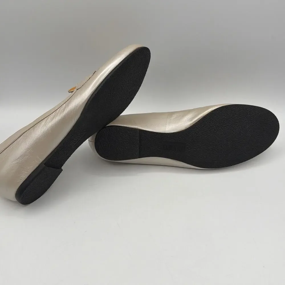 MUNRO Carrie Pearl Leather Yellow Embossed Vamp Loafers Womens Size 9